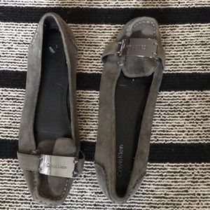 Calvin Klein gray suede loafers size 6